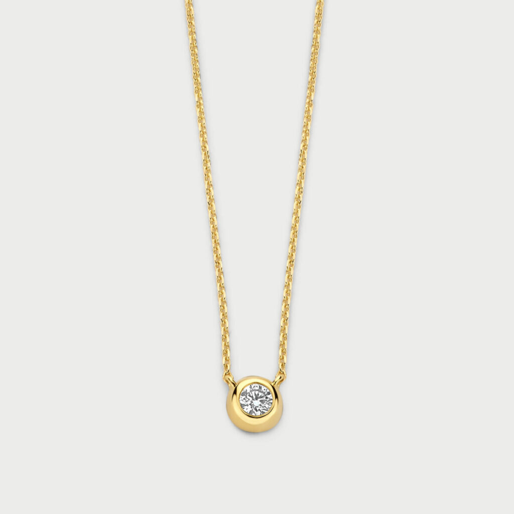 Bold necklace in 14K yellow gold with labgrown diamonds - MBC001