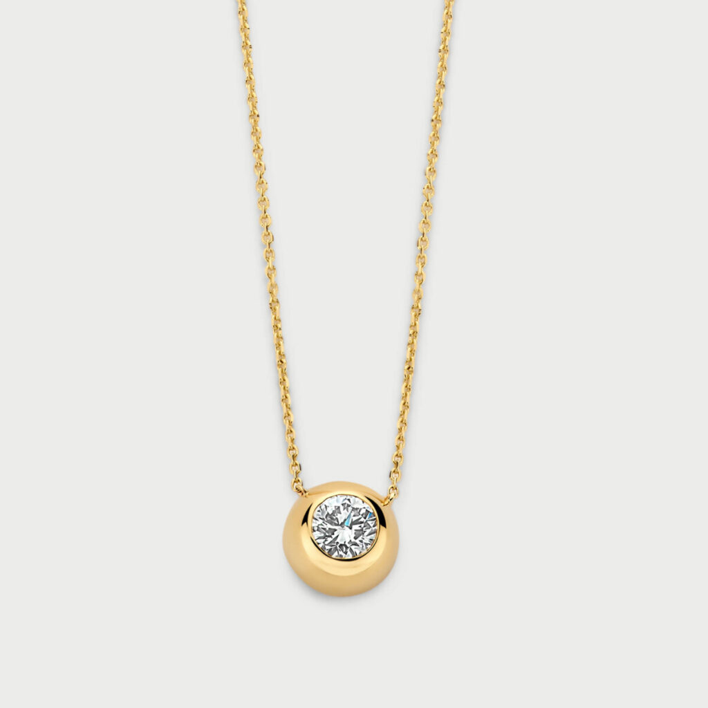 Bold necklace in 14K yellow gold with labgrown diamonds - MBC002