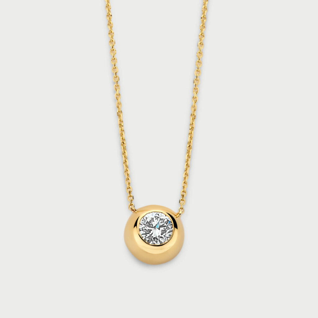 Bold necklace in 14K yellow gold with labgrown diamonds - MBC003