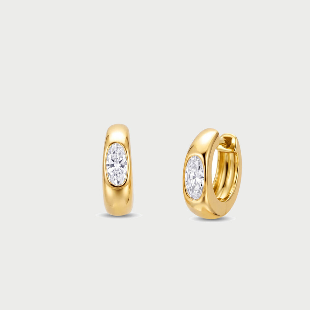 Bold earrings in 14K yellow gold with labgrown diamonds - MBO001