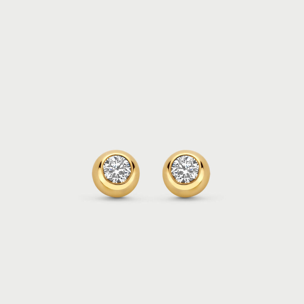 Bold earrings in 14K yellow gold with labgrown diamonds - MBO004