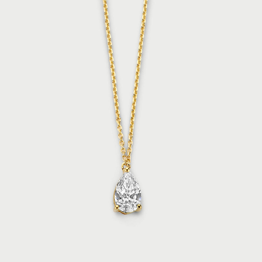 Classic necklace in 14K yellow gold with labgrown diamonds - MCC007