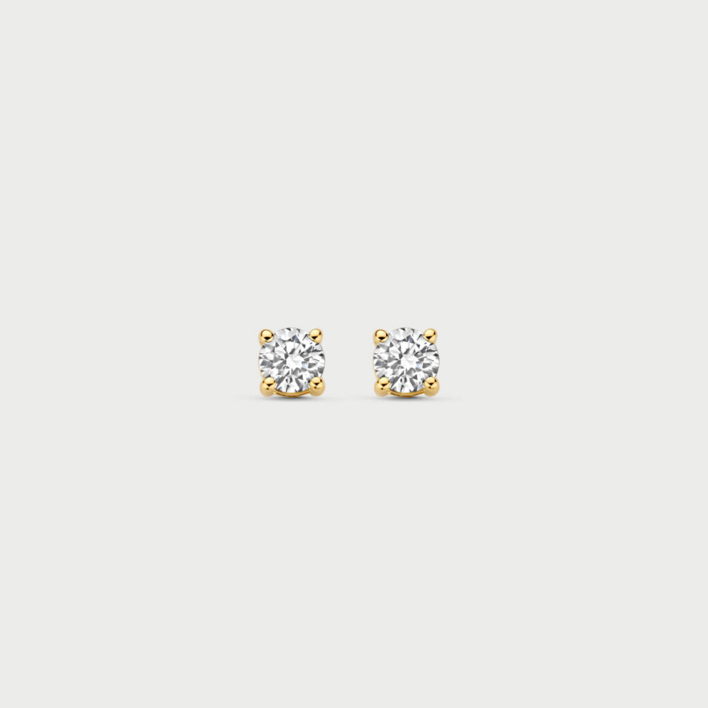 Classic earrings in 14K yellow gold with labgrown diamonds - MCO001