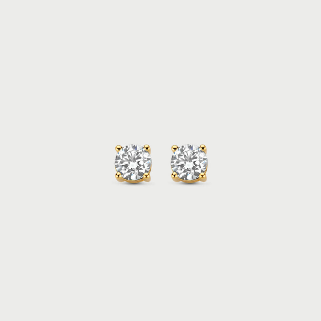 Classic earrings in 14K yellow gold with labgrown diamonds - MCO002