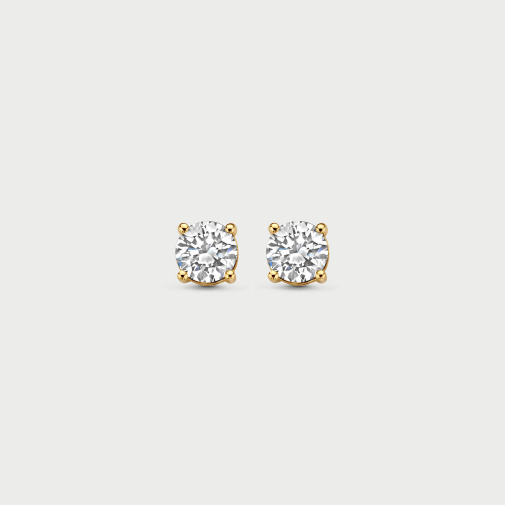 Classic earrings in 14K yellow gold with labgrown diamonds - MCO003