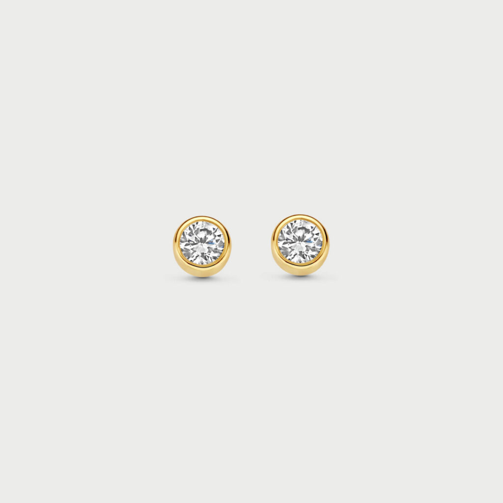 Bezelle earrings in 14K yellow gold with labgrown diamonds - MCO011
