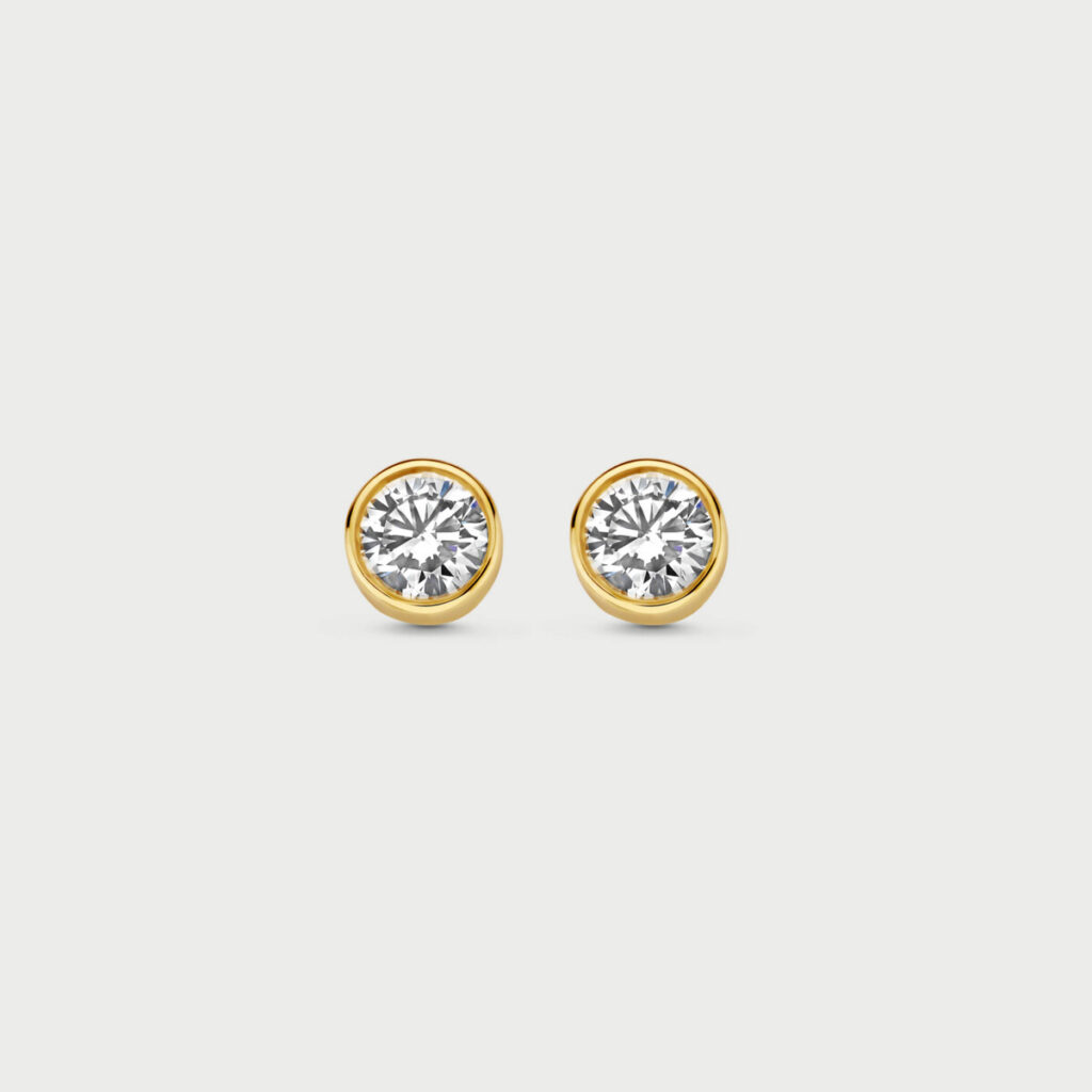 Bezelle earrings in 14K yellow gold with labgrown diamonds - MCO012