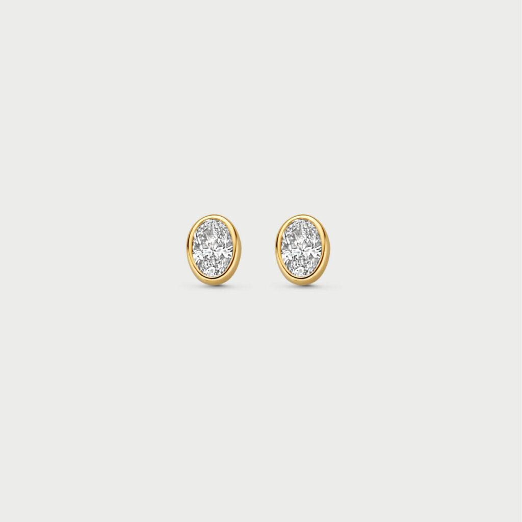 Bezelle earrings in 14K yellow gold with labgrown diamonds - MCO016