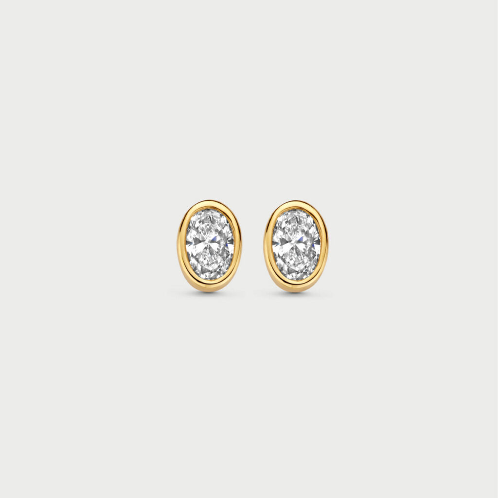Bezelle earrings in 14K yellow gold with labgrown diamonds - MCO017