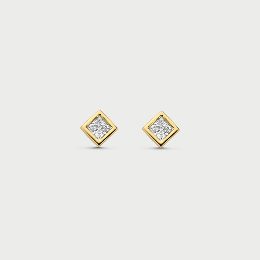 Bezelle earrings in 14K yellow gold with labgrown diamonds - MCO021
