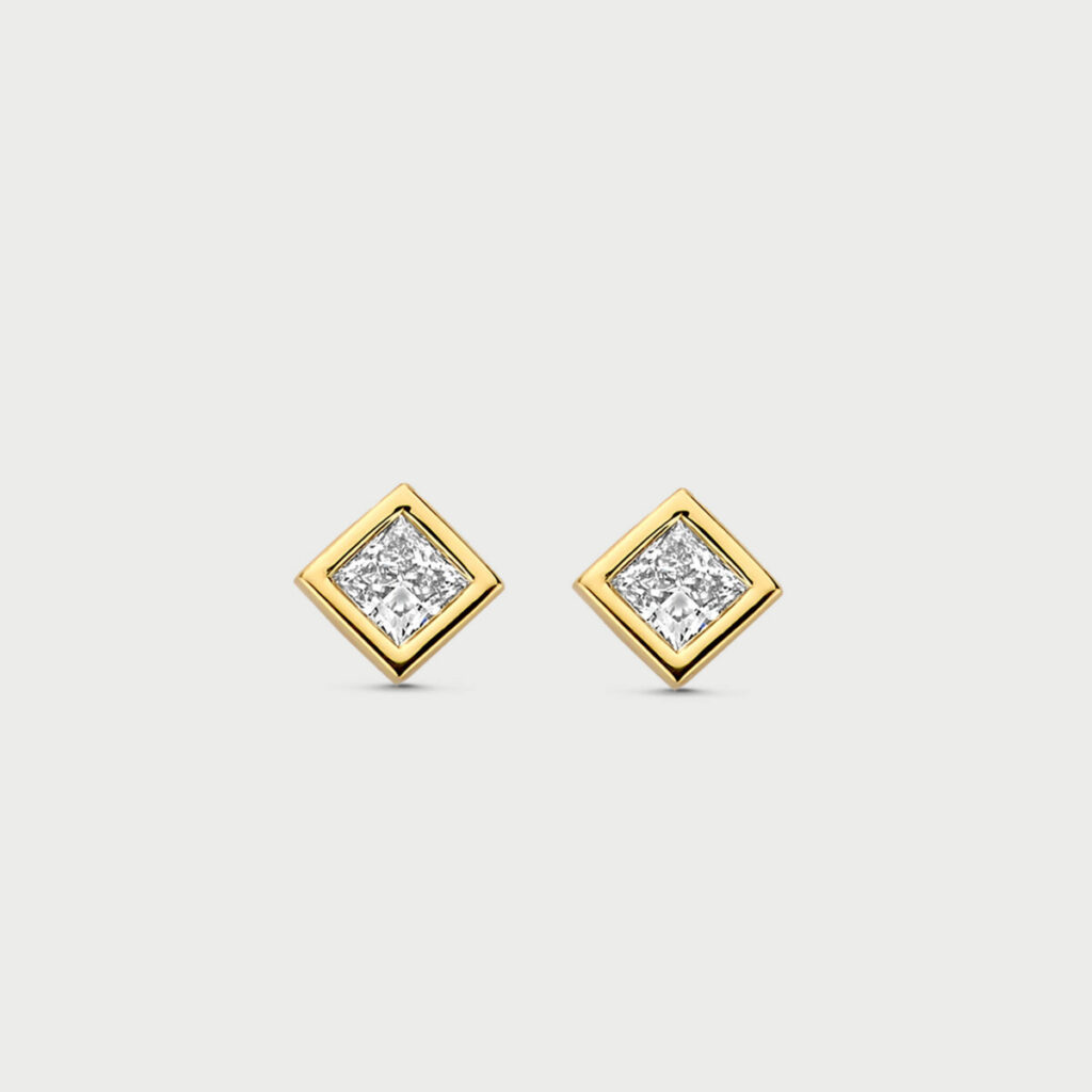 Bezelle earrings in 14K yellow gold with labgrown diamonds - MCO022