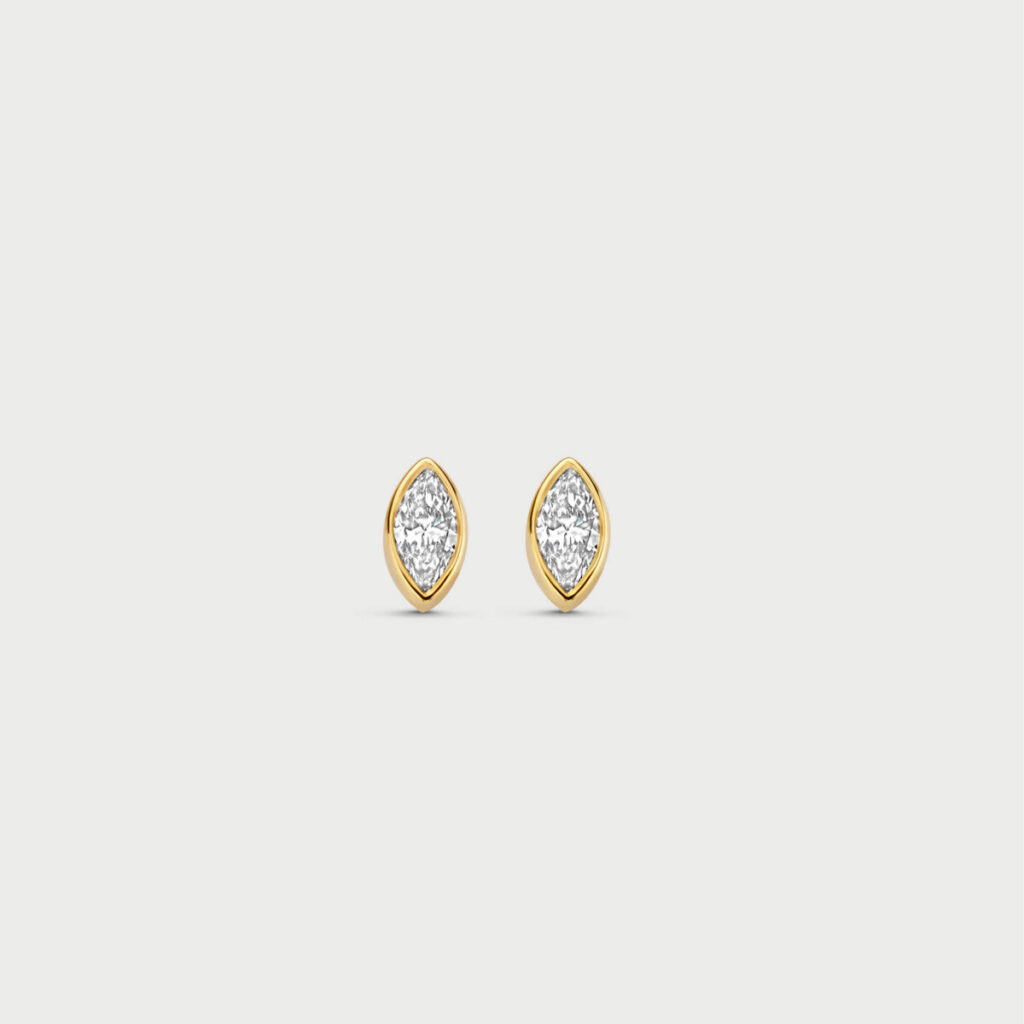Bezelle earrings in 14K yellow gold with labgrown diamonds - MCO026