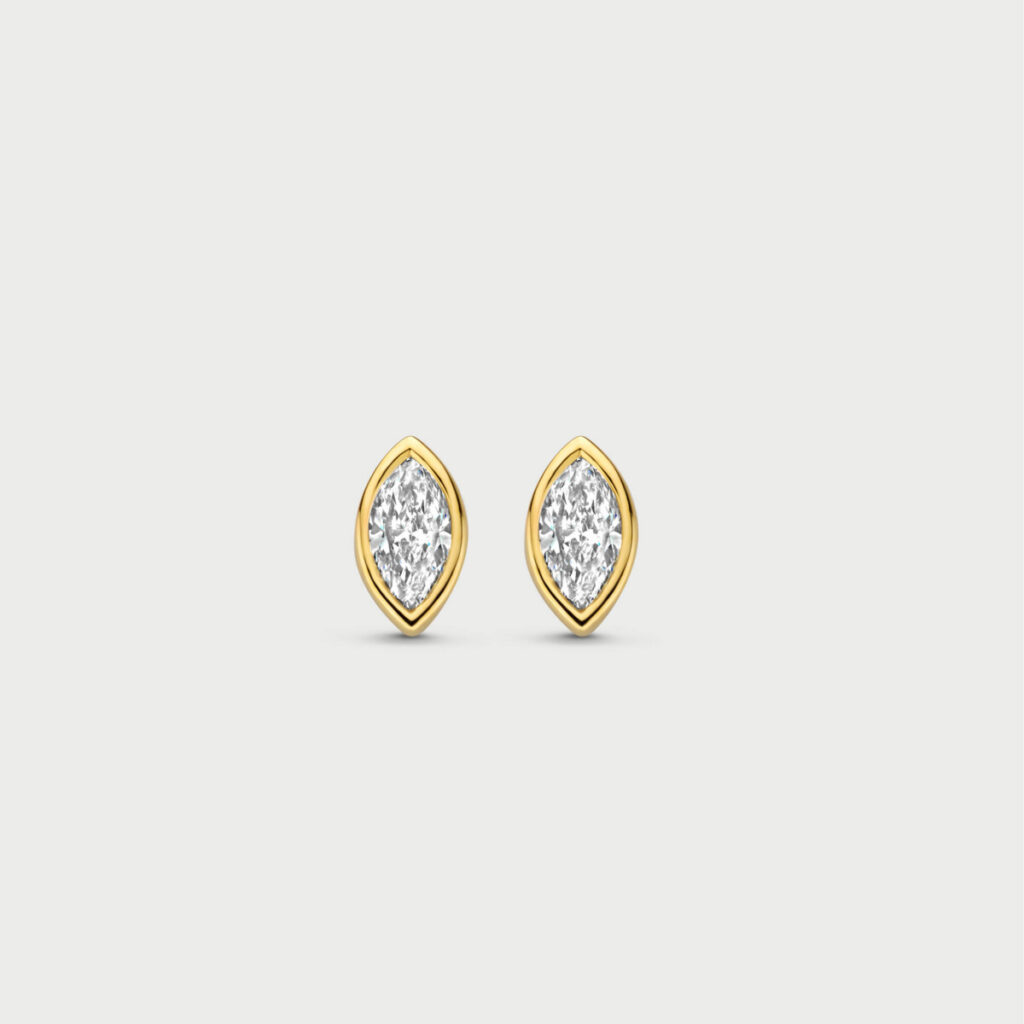 Bezelle earrings in 14K yellow gold with labgrown diamonds - MCO027