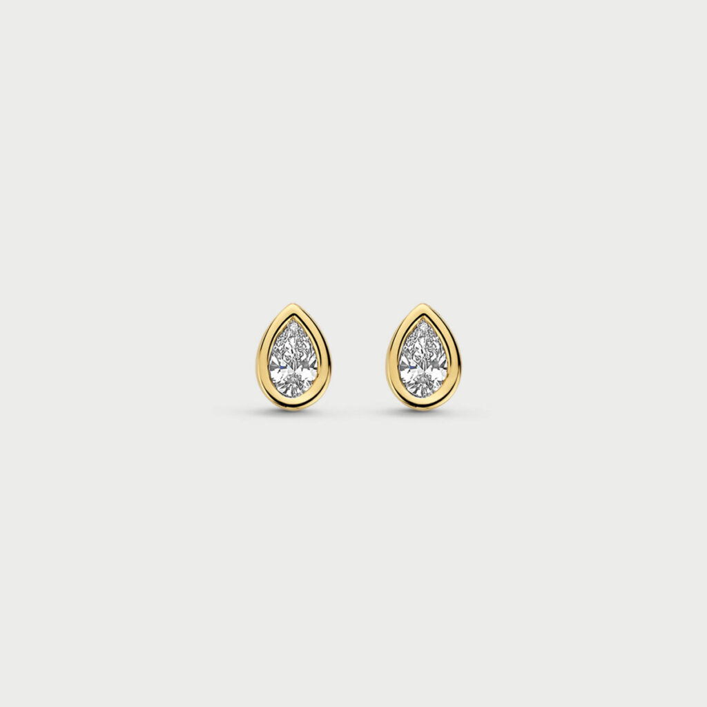 Bezelle earrings in 14K yellow gold with labgrown diamonds - MCO031