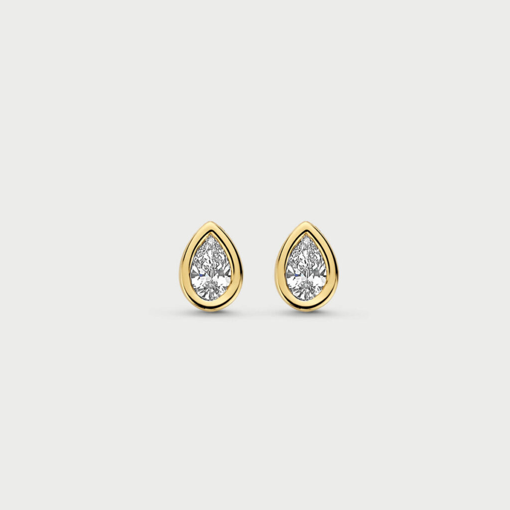 Bezelle earrings in 14K yellow gold with labgrown diamonds - MCO032