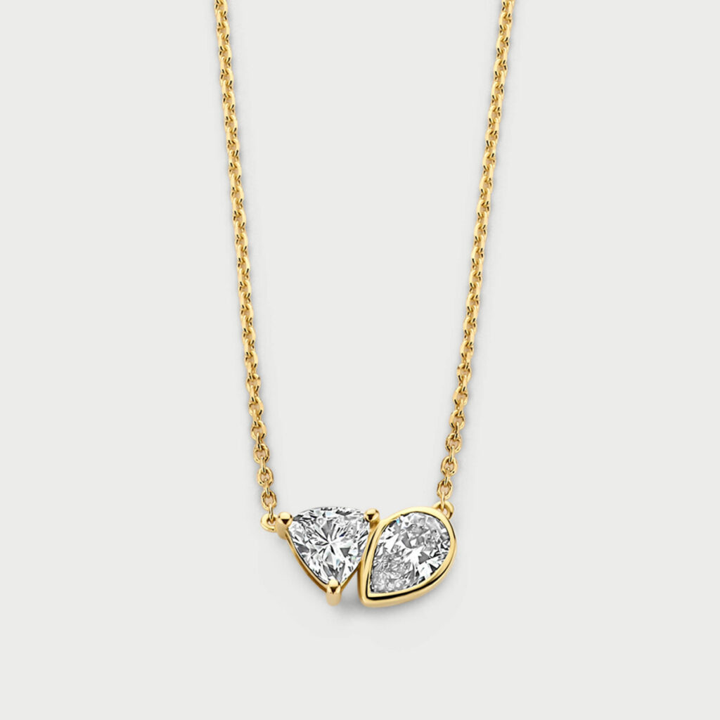 Duet necklace in 14K yellow gold with labgrown diamonds - MDC001