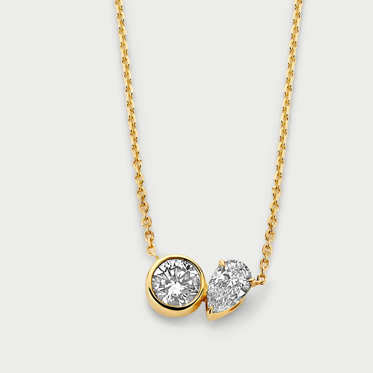 Duet necklace in 14K yellow gold with labgrown diamonds - MDC002