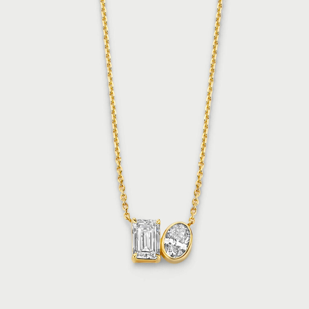 Duet necklace in 14K yellow gold with labgrown diamonds - MDC003