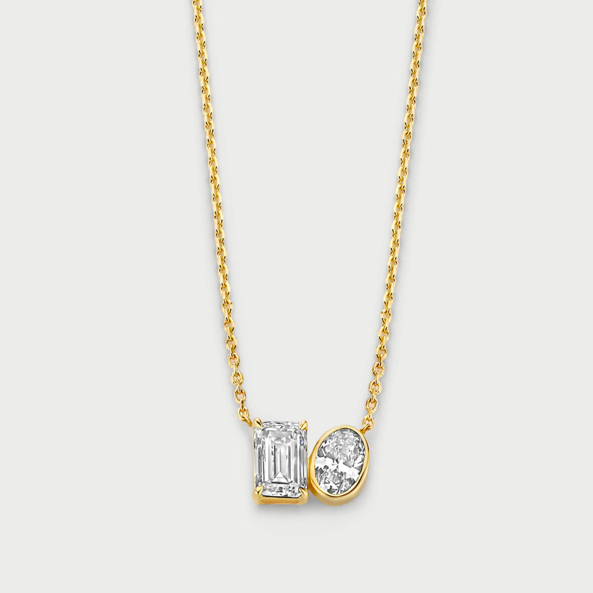 Duet necklace in 14K yellow gold with labgrown diamonds - MDC003