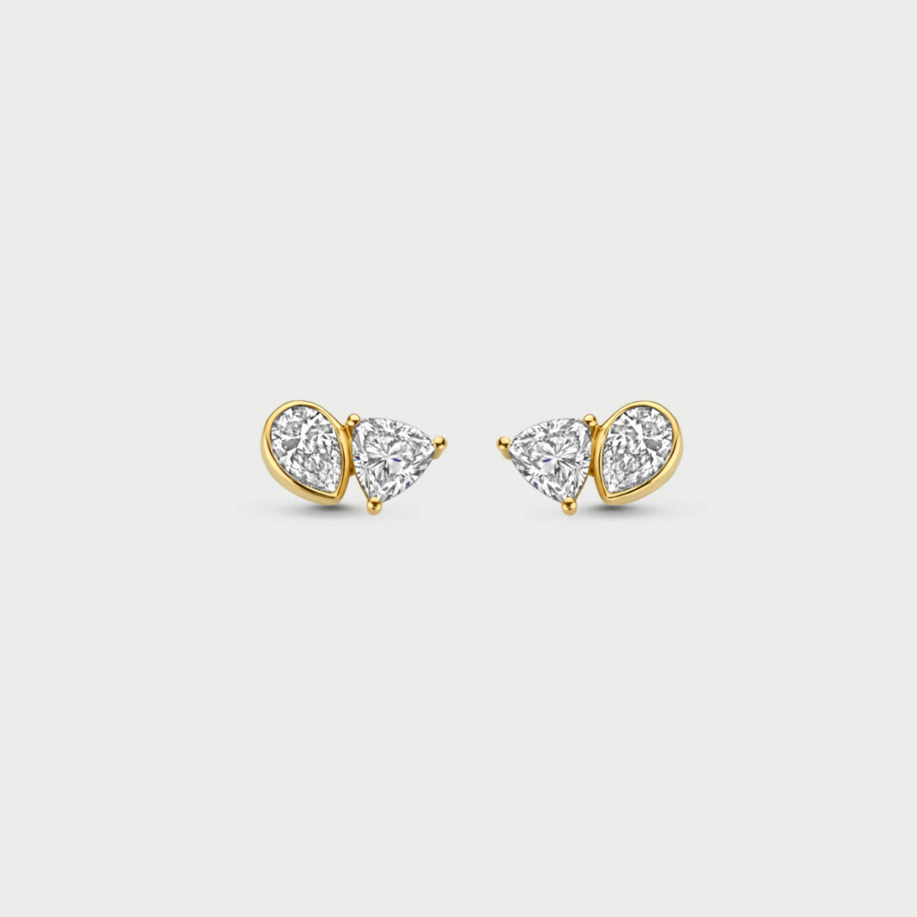 Duet earrings in 14K yellow gold with labgrown diamonds - MDO001