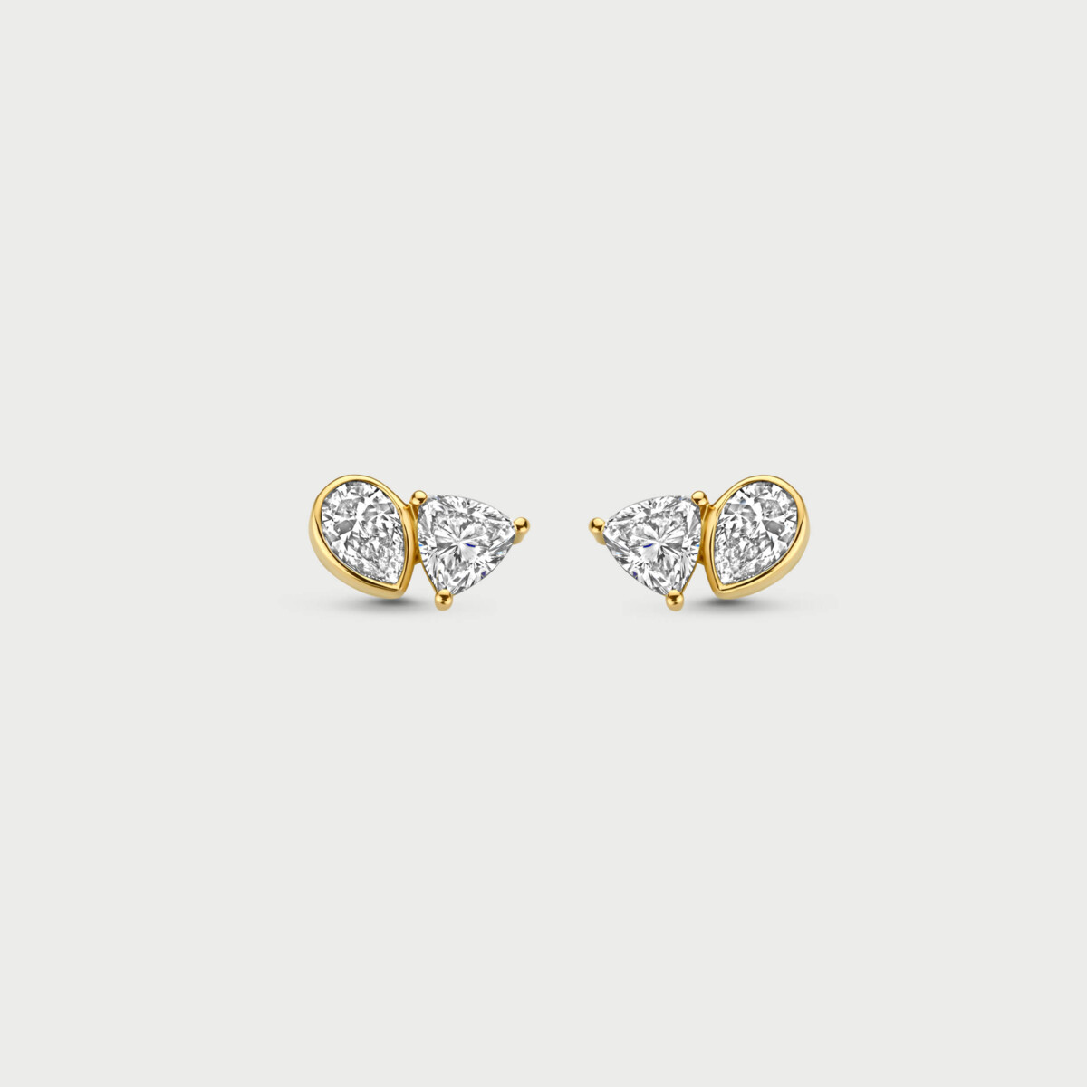 Duet earrings in 14K yellow gold with labgrown diamonds - MDO001