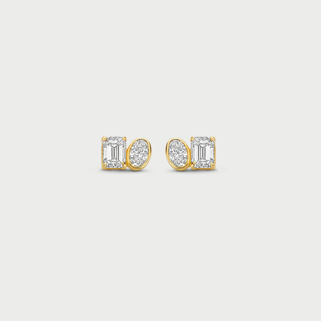 Duet earrings in 14K yellow gold with labgrown diamonds - MDO003