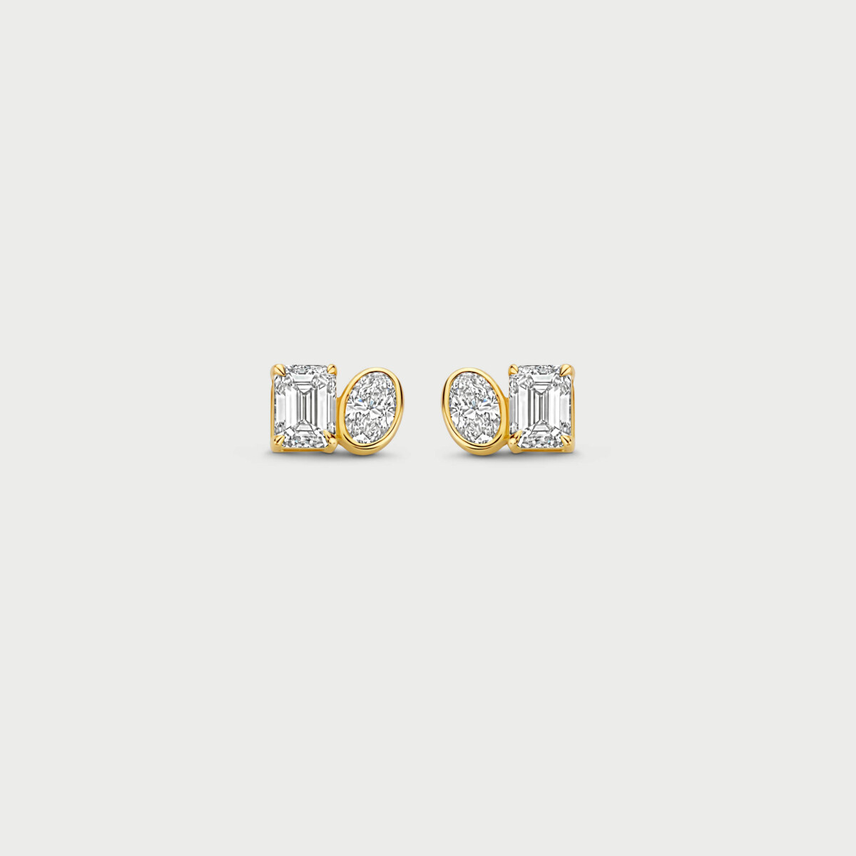 Duet earrings in 14K yellow gold with labgrown diamonds - MDO003