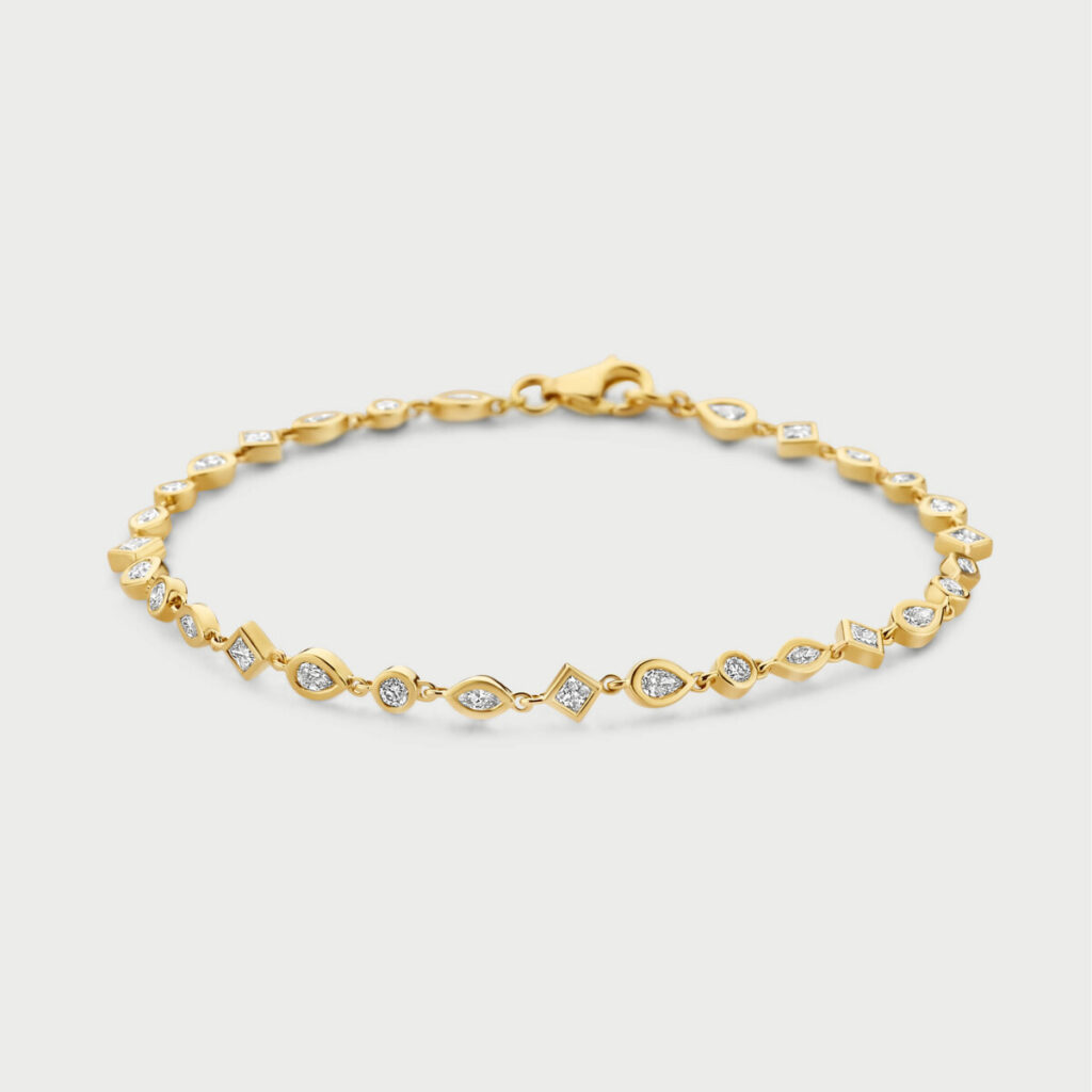 Mosaik bracelet in 14K yellow gold with labgrown diamonds - MMB001