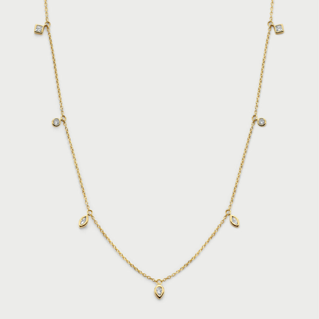 Mosaik necklace in 14K yellow gold with labgrown diamonds - MMC001