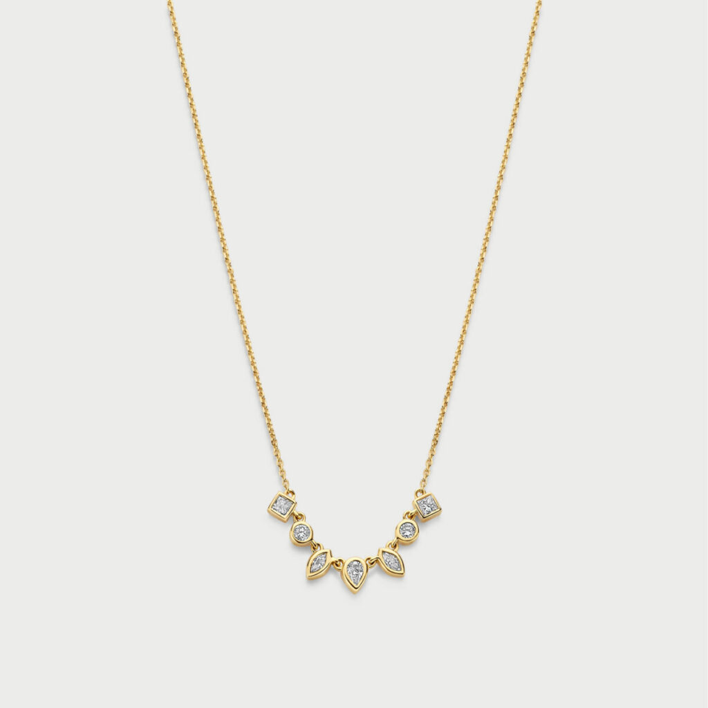 Mosaik necklace in 14K yellow gold with labgrown diamonds - MMC002