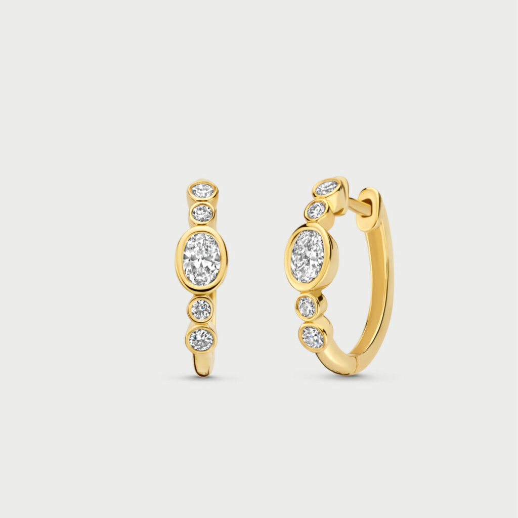 Mosaik earrings in 14K yellow gold with labgrown diamonds - MMO002
