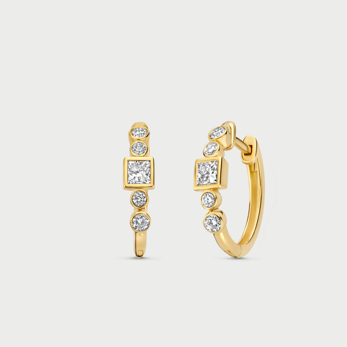 Mosaik earrings in 14K yellow gold with labgrown diamonds - MMO003
