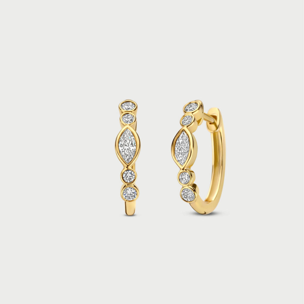 Mosaik earrings in 14K yellow gold with labgrown diamonds - MMO004