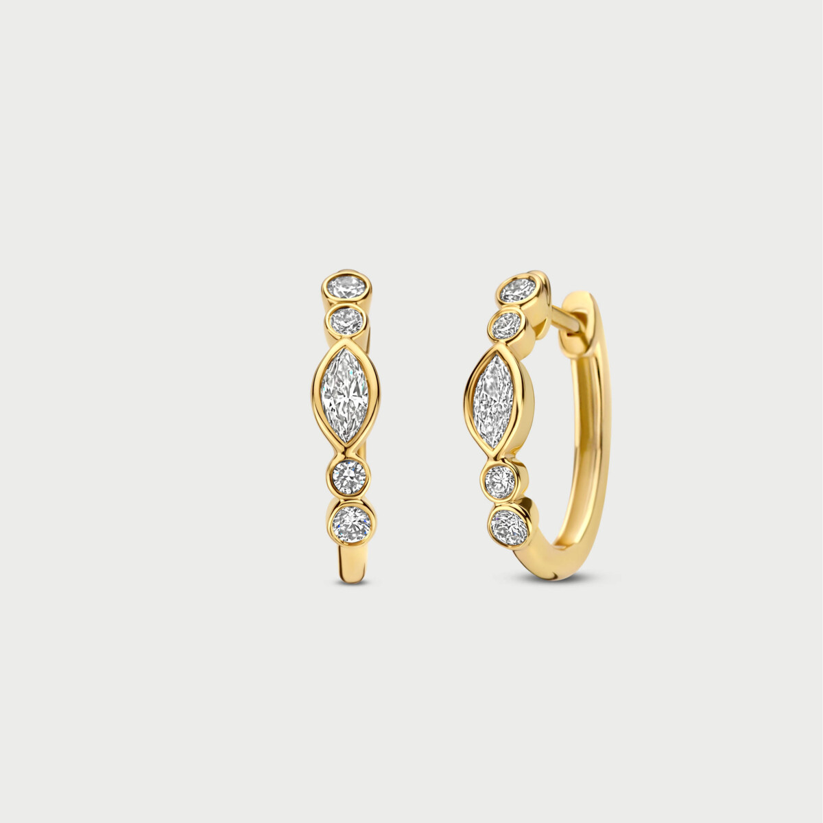 Mosaik earrings in 14K yellow gold with labgrown diamonds - MMO004