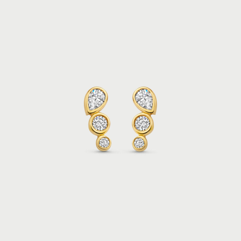 Mosaik earrings in 14K yellow gold with labgrown diamonds - MMO005