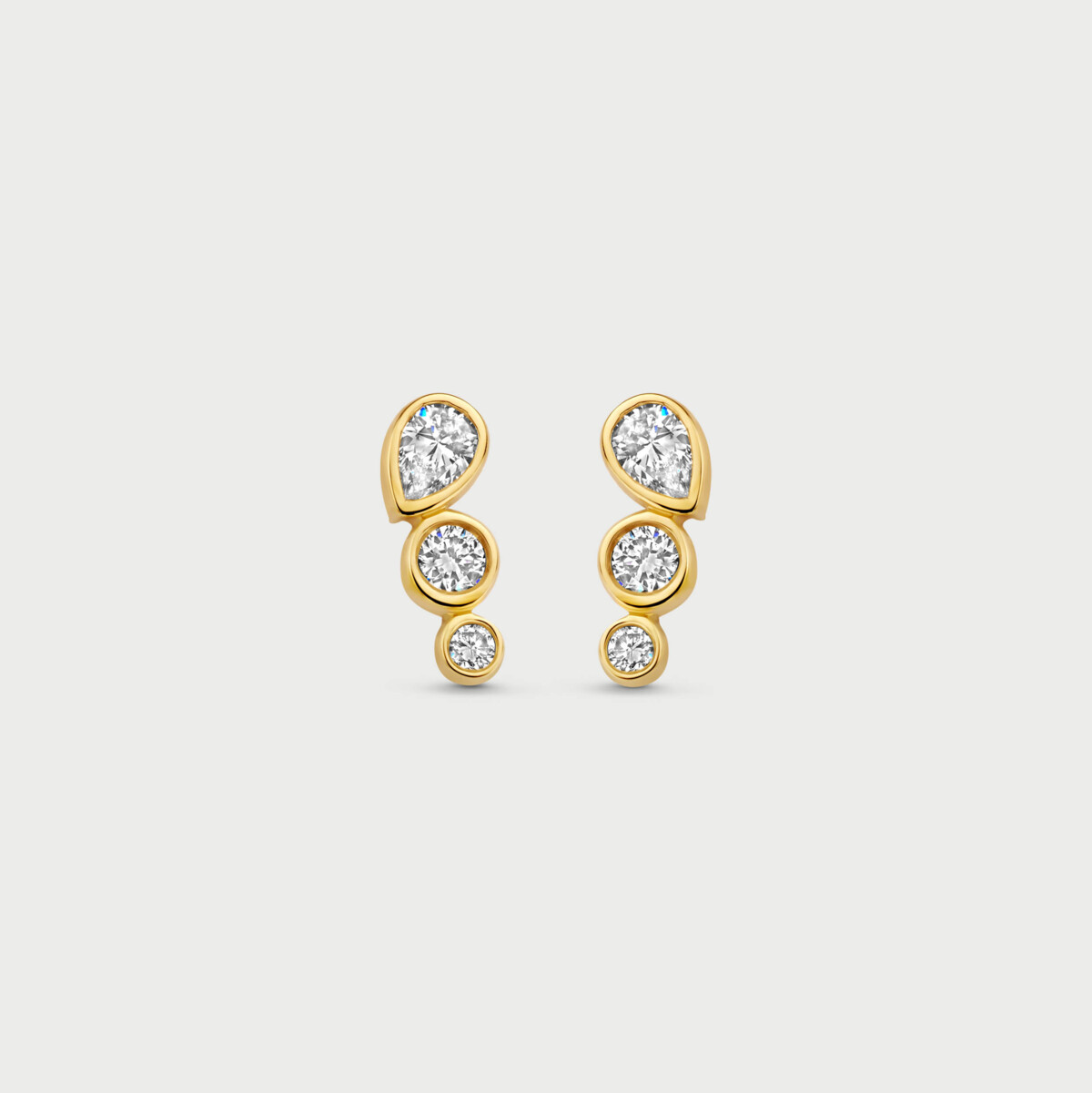 Mosaik earrings in 14K yellow gold with labgrown diamonds - MMO005