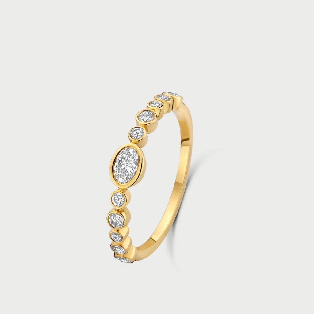 Mosaik ring in 14K yellow gold with labgrown diamonds - MMR002