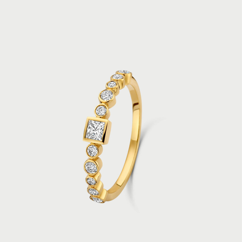 Mosaik ring in 14K yellow gold with labgrown diamonds - MMR003