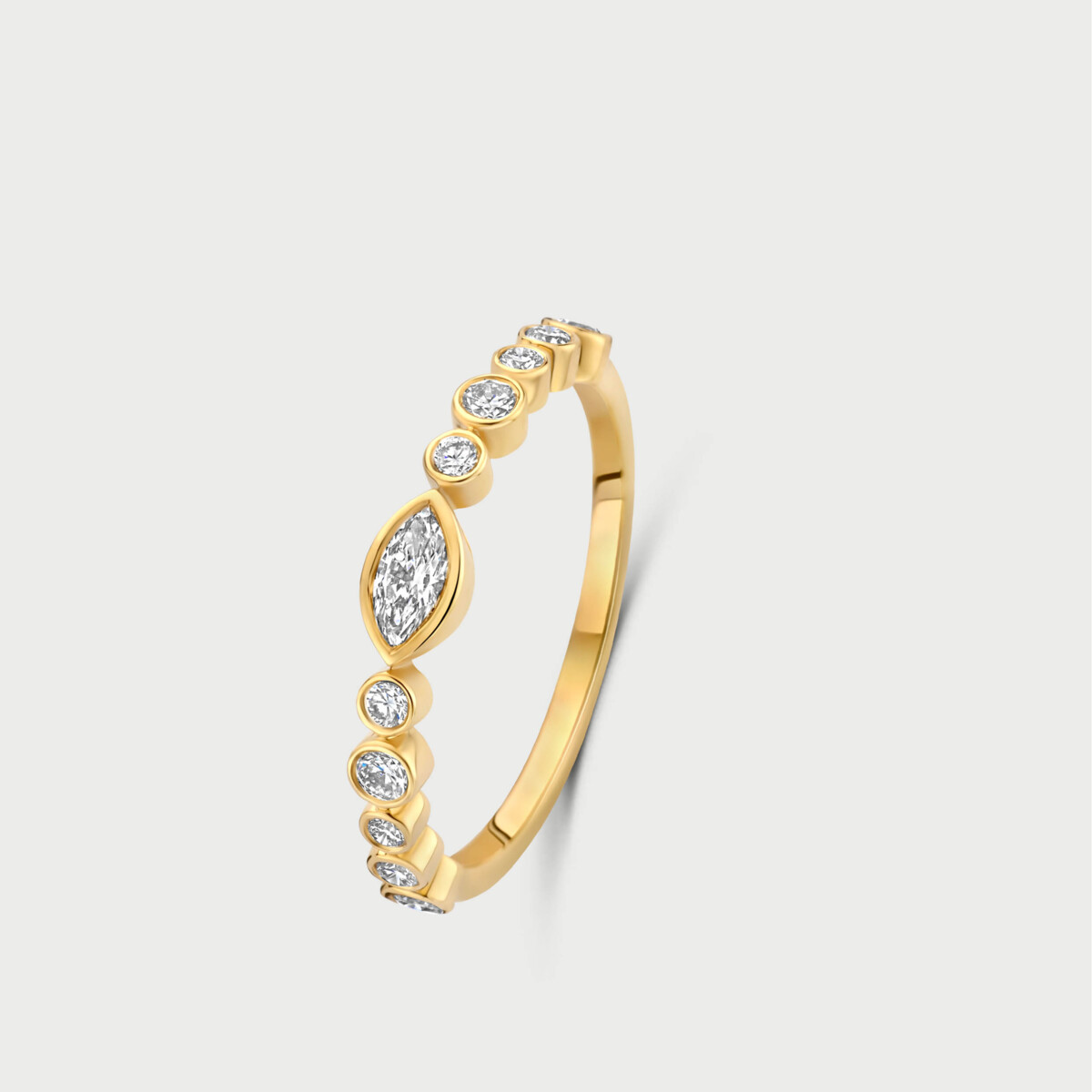 Mosaik ring in 14K yellow gold with labgrown diamonds - MMR004