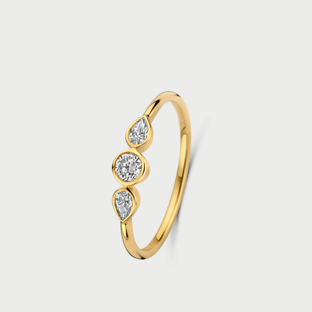 Mosaik ring in 14K yellow gold with labgrown diamonds - MMR006