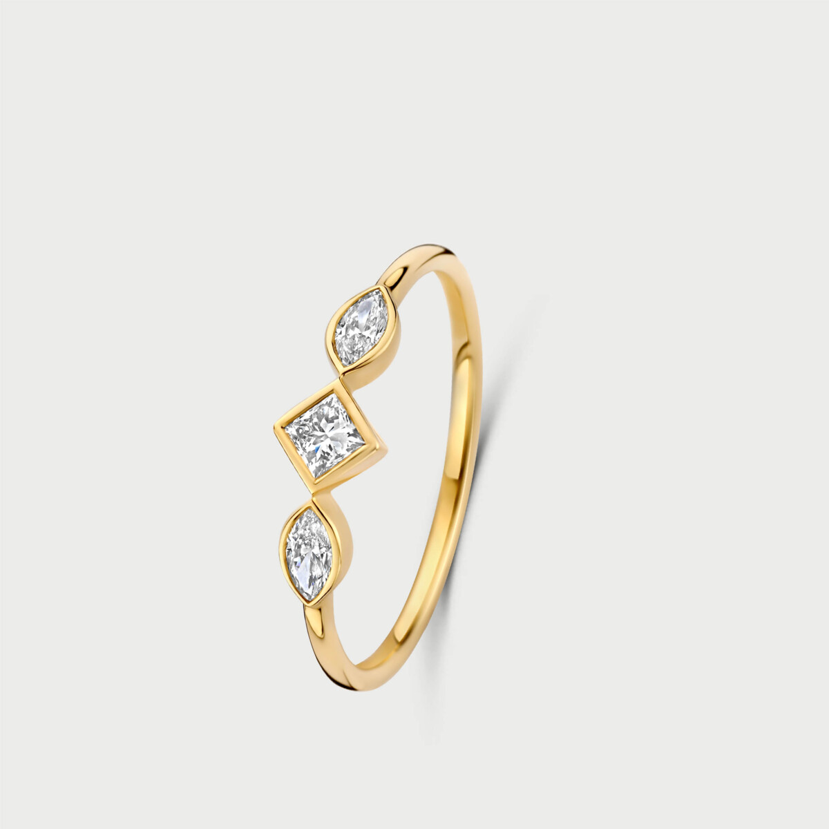 Mosaik ring in 14K yellow gold with labgrown diamonds - MMR007