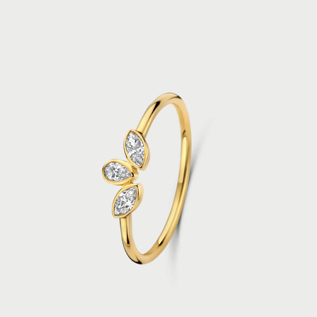 Mosaik ring in 14K yellow gold with labgrown diamonds - MMR008