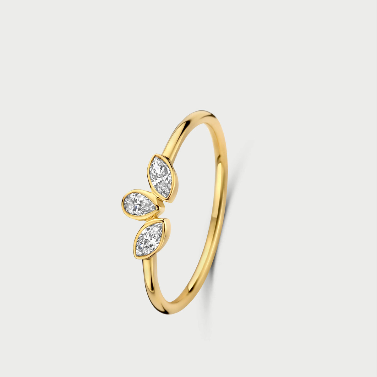 Mosaik ring in 14K yellow gold with labgrown diamonds - MMR008