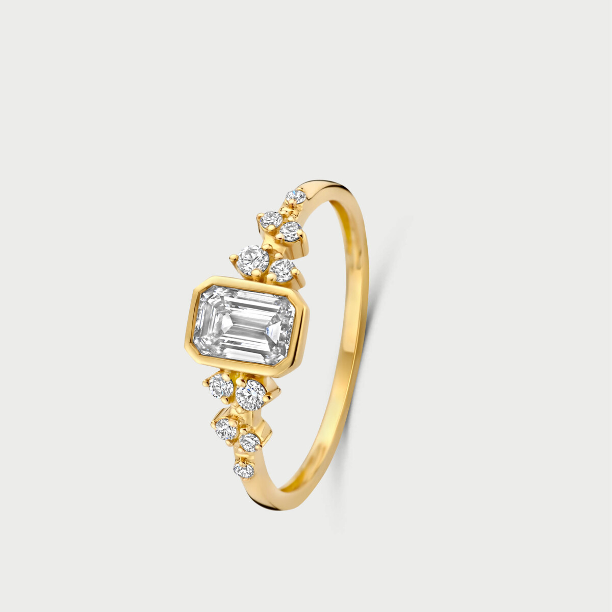 Mosaik ring in 14K yellow gold with labgrown diamonds - MMR010