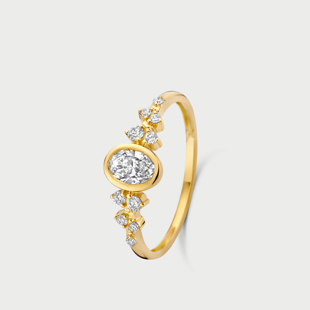 Mosaik ring in 14K yellow gold with labgrown diamonds - MMR011
