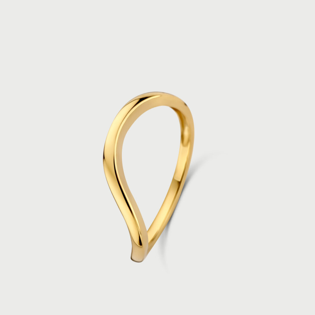 Wave ring in 14K yellow gold - MWR002