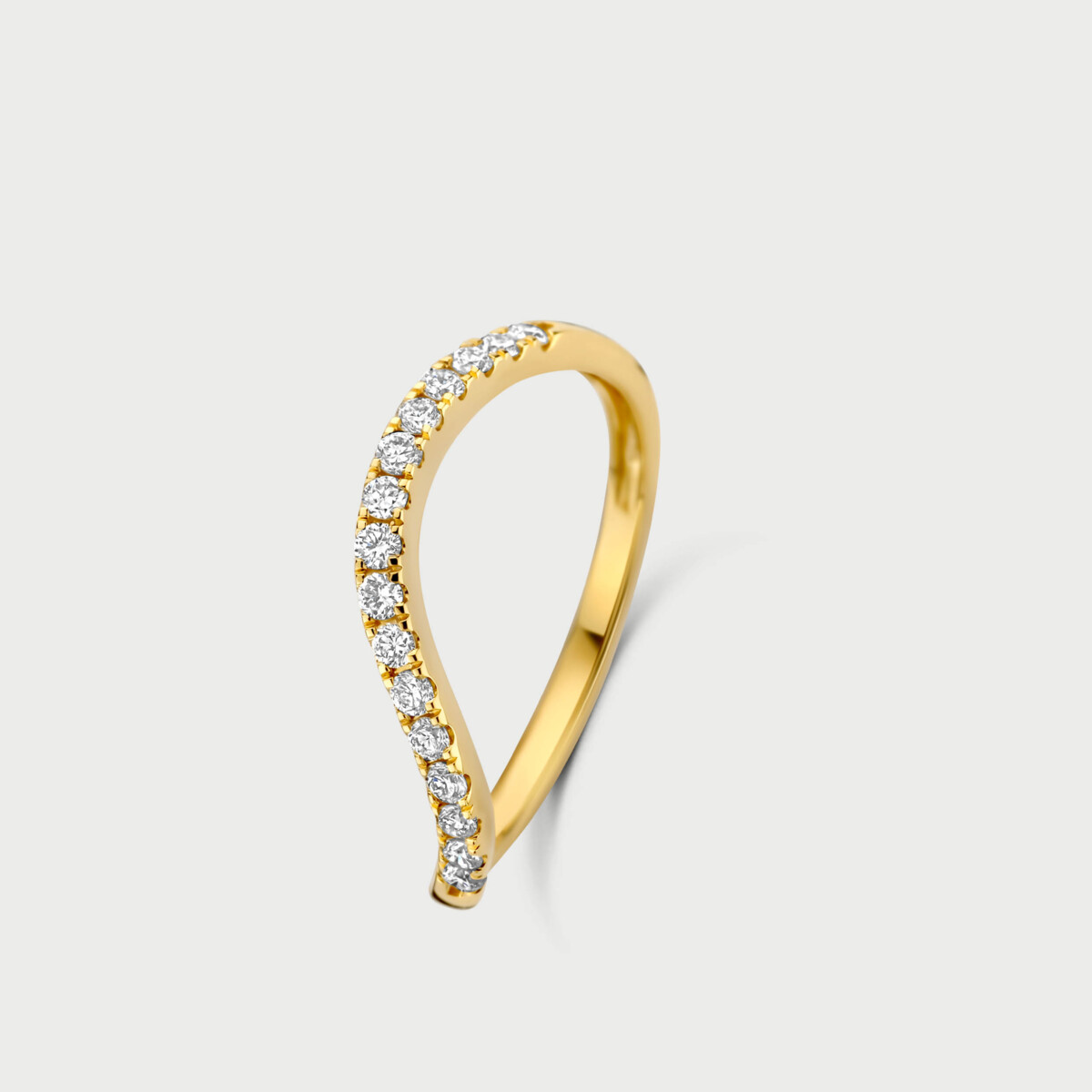 Wave ring in 14K yellow gold with labgrown diamonds - MWR003